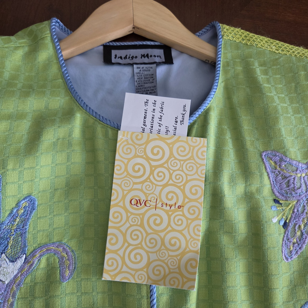 NWT Indigo Moon Jacket Womens XL Floral Embroidered Green Art-to-Wear Buttons - Picture 4 of 14